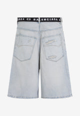 Belted Denim Shorts
