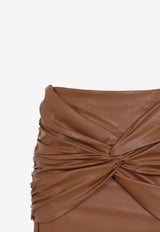 Ruched Pencil Skirt in Faux Leather