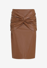 Ruched Pencil Skirt in Faux Leather