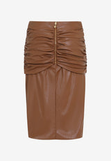 Ruched Pencil Skirt in Faux Leather