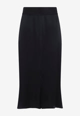Flared Satin Midi Skirt