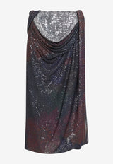Sequin Draped Midi Skirt