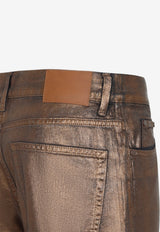 Metallic Coated Denim Pants