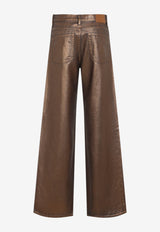 Metallic Coated Denim Pants