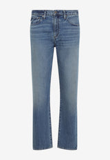 Straight-Leg Washed Denim Pants