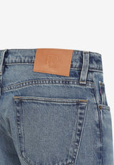 Straight-Leg Washed Denim Pants