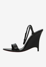 Christian Louboutin Zeezeenella 100 Patent Leather Wedge Sandals Black 3260057-B439-BLACK