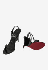 Christian Louboutin Zeezeenella 100 Patent Leather Wedge Sandals Black 3260057-B439-BLACK