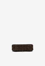 Valentino Small Rockstud Spike Suede Crossbody Bag Brown 9W2B0123-KQQ-0TO
