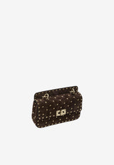 Valentino Small Rockstud Spike Suede Crossbody Bag Brown 9W2B0123-KQQ-0TO