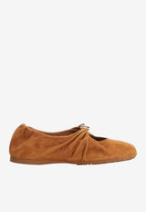 Loewe Pebble Suede Soft Ballet Flats Brown LLPF466X04--2530