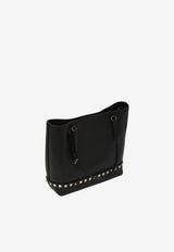 Valentino Small Rockstud Hammered Leather Shoulder Bag Black 9W2B0T75-VSF-0NO