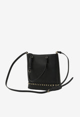 Valentino Small Rockstud Hammered Leather Shoulder Bag Black 9W2B0T75-VSF-0NO