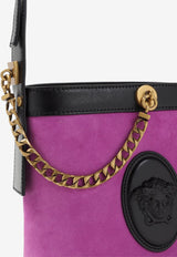 Mini Pivot Suede Leather Bucket Bag