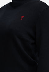 AMI PARIS Ami De Coeur High-Neck Sweater Blue FKS827.001414_4e621b8b-3c1f-4ef8-9f56-29222c0a9302