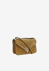 Valentino Small Rockstud Suede Top Handle Bag Beige 9W2B0T76-KQQ-RDX