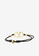 Valentino VLogo Crystal Embellished Cord Bracelet Black 9W2J0X85-RLV-EDM