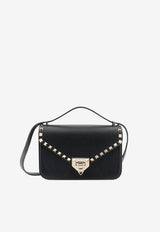 Valentino Small Rockstud Grained Leather Top Handle Bag Black 9W2B0T76-VSF-0NO