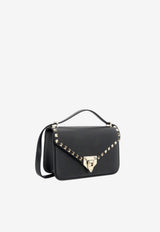 Valentino Small Rockstud Grained Leather Top Handle Bag Black 9W2B0T76-VSF-0NO