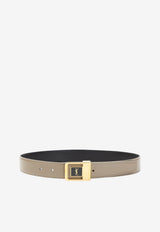 Logo Plaque Leather Belt