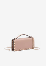 Valentino Rockstud Grained Leather Chain Clutch Powder 9W2P0AK2-VSH-P45