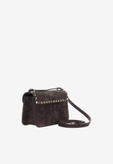 Valentino Small Rockstud Suede Crossbody Bag Brown 9W2B0T76-KQQ-0TO