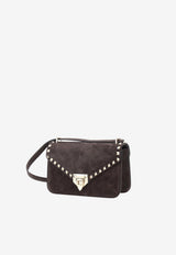 Valentino Small Rockstud Suede Crossbody Bag Brown 9W2B0T76-KQQ-0TO