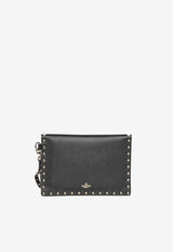 Valentino Rockstud Pouch Bag in Grained Leather Black 9W2P0P87-VSH-0NO