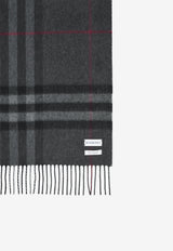 Burberry Cashmere Check Fringed Scarf Gray 8077880--A1208