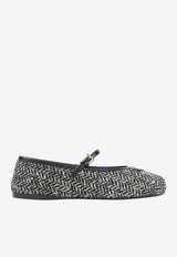 Triangle Logo Textured Wool Ballet Flats