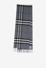 Burberry Cashmere Check Fringed Scarf Gray 8112642--C3384