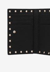 Valentino Rockstud Grained Leather Zip Cardholder Black 9W2P0605-VSH-0NO