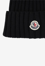 Logo Patch Wool Pompom Beanie