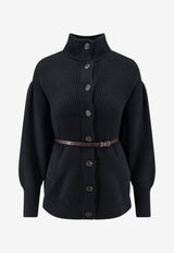 Brunello Cucinelli Belted Wool Cardigan Black M16750836C101_Black_70014739