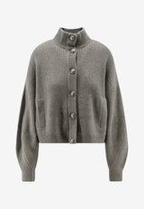 Brunello Cucinelli High-Neck Cashmere Cardigan Green M12750806C9986_OREGANO_70014781