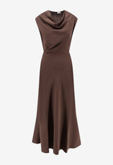 Brunello Cucinelli Flared Twill Fluid Dress Brown MG542AB4F1C8705_CHOCOLATE_70014869