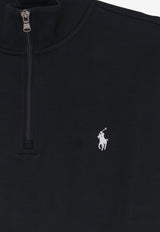 Polo Ralph Lauren Logo Embroidered Half-Zip Sweatshirt Blue 710P06234001_POLOBLACK_70027157