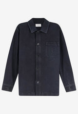 Saint Laurent Cassandre Embroidered Denim Overshirt Black A007M4Y07YD1238_BLACKSAND_70422212