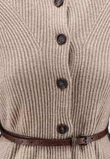 Brunello Cucinelli Ribbed Belted Cardigan Brown M16750836C077_BROWN_70014806