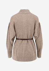 Brunello Cucinelli Ribbed Belted Cardigan Brown M16750836C077_BROWN_70014806
