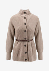 Brunello Cucinelli Ribbed Belted Cardigan Brown M16750836C077_BROWN_70014806