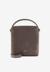 Logo Stamp Suede Bucket Bag