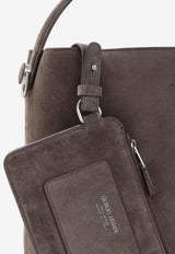 Logo Stamp Suede Bucket Bag