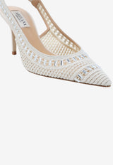 Trieste 75 Crochet Mesh Slingback Pumps
