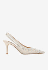 Trieste 75 Crochet Mesh Slingback Pumps