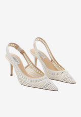 Trieste 75 Crochet Mesh Slingback Pumps