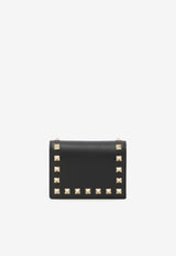 Rockstud Grained Leather Bi-Fold Wallet