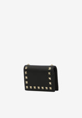 Valentino Rockstud Grained Leather Bi-Fold Wallet Black 9W2P0P39-VSH-0NO
