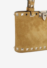 Valentino Mini Rockstud Suede Top Handle Bag Beige 9W2P0AT0-KQQ-RDX
