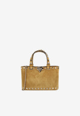 Valentino Mini Rockstud Suede Top Handle Bag Beige 9W2P0AT0-KQQ-RDX